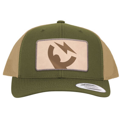 Merch Instant Logo - Engraved Leather Patch Retro Trucker Hat With Sports Mesh Thumbnail